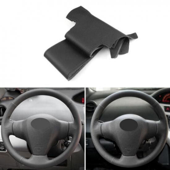Black Steering Wheel Leather Cover For Toyota RAV4 2006-12 Vios 2008-2013 Yaris