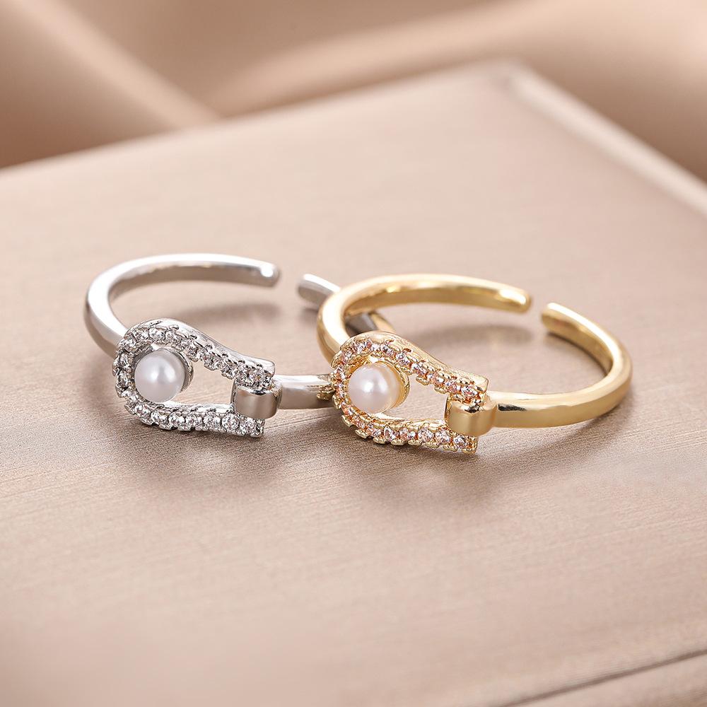 Fashionable Temperament Pearl Index Finger Ring, Personalized Temperament Open Rings