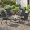 Folding Garden Chairs Set of 4, Outdoor Dining Chairs with Wide Texteline Seat, High Back and Armrests, Black