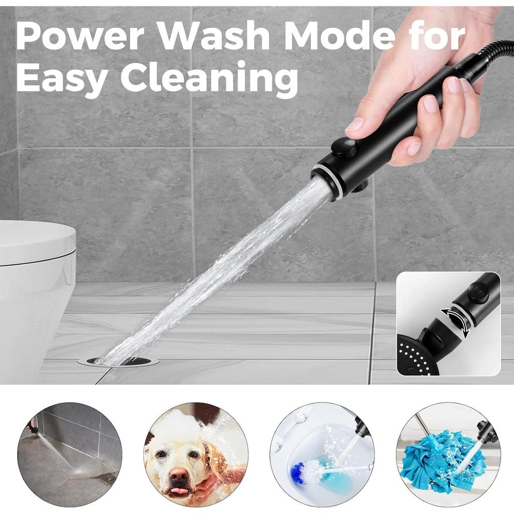 Lostrain Shower Head with Hose, Handheld High Pressure RV Water Saving On Off Switch Detachable Removable Hand Held Showerhead Set with Holder - Black