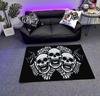 Modern Style Skull Pattern Black Carpet Big Size Non-slip Living Room Rug Soft Easy Cleaning Entrance Door Mat Machine Washable
