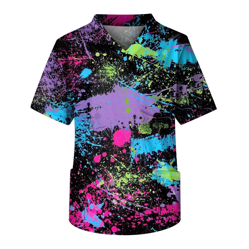 Модный мужской топ с коротким рукавом и V-образным вырезом с принтом и карманом на груди