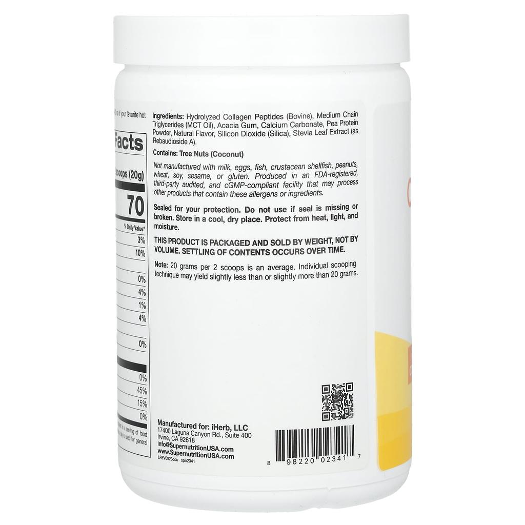 Collagen Creamer, Hydrolyzed Type 1 and Type 3 Collagen, Calcium, Protein, Iron, Vanilla Flavor, 240G (8.46Oz)