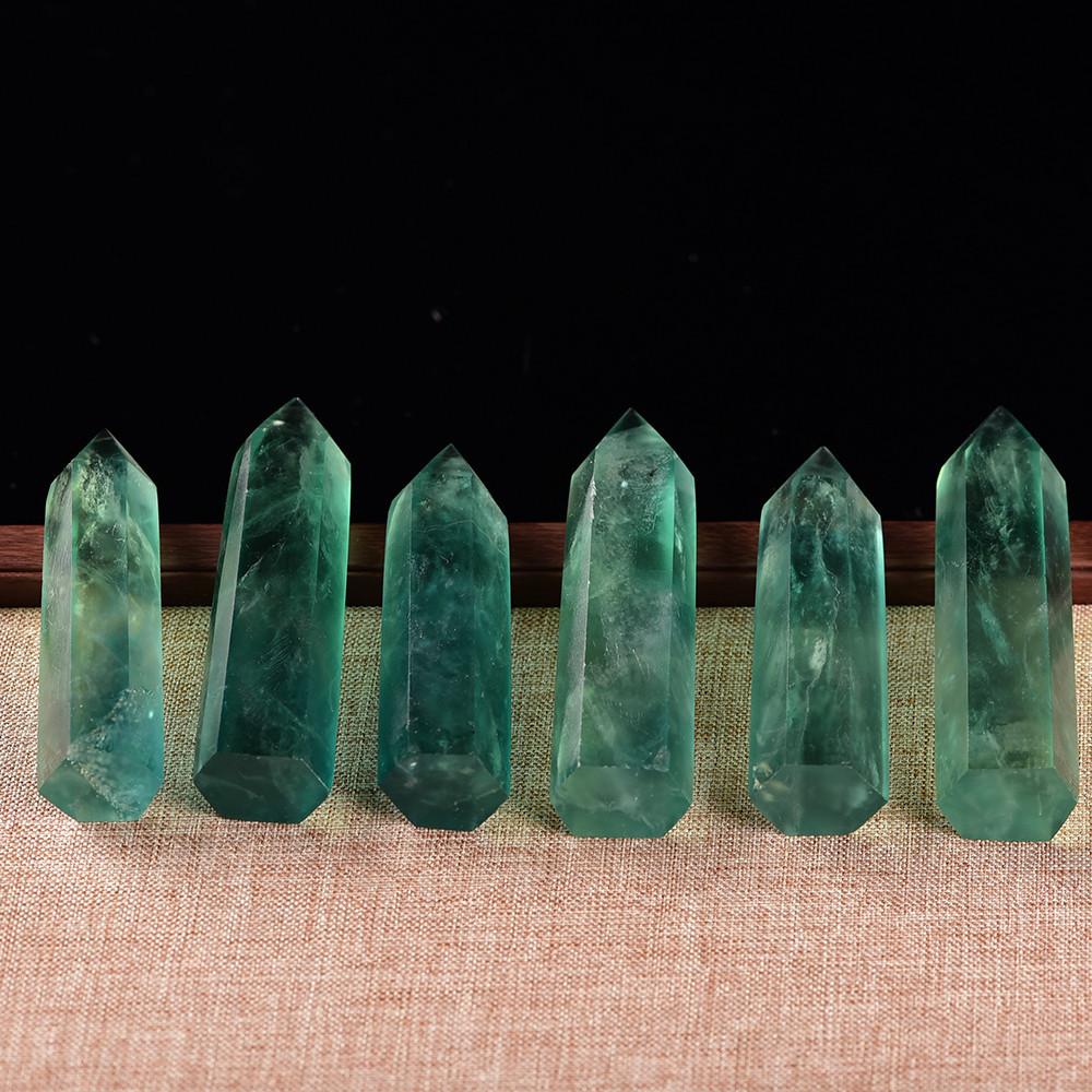 Radiant Natural Green Fluorite Quartz Crystal Point Hexagonal Wand For Healing And Reiki