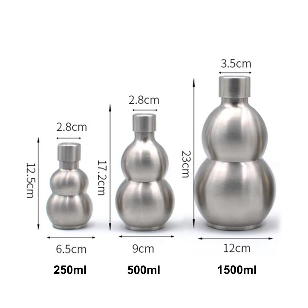 Durable Stainless Steel Gourd Water Bottle 250 500 1500ML Reusable Hip Flask Metal Large Capacity Water Kettle