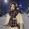 Couple Neck Warmer Korean-Style Double-Sided Large & Small Plaid Scarf Student Versatile Fleece-Like Cashmere Warm Shawl