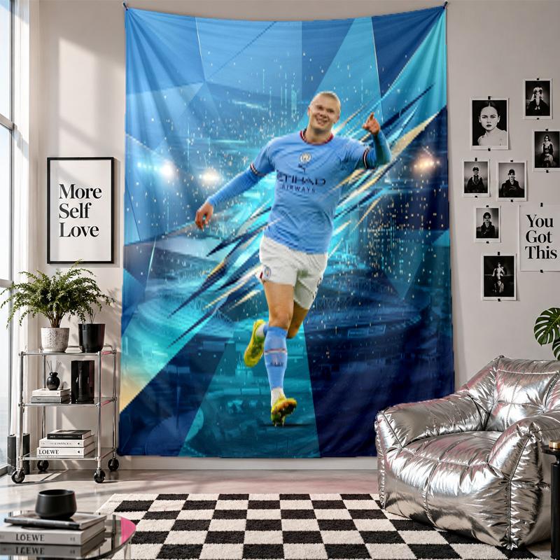Erling Haaland Wall Tapestry Home Decor Wall Hanging Cloth for Bedroom Living Room Background