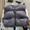 Зима 2024 Новый пуховик женский жилет короткий круглый вырез утолщенный свободный жилет жилет белый утиный пуховик