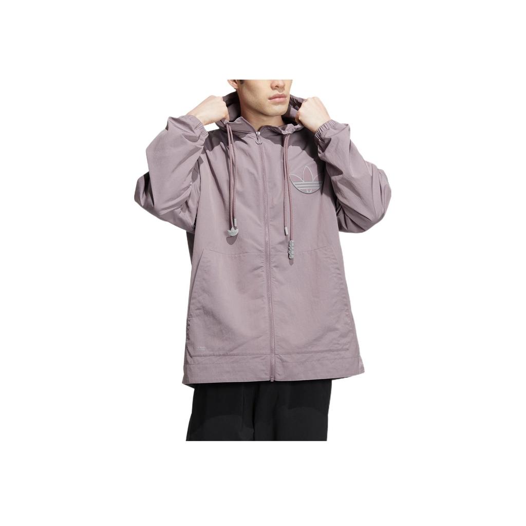 Adidas Оригинальная мужская куртка с капюшоном и принтом трилистника на спине, фиолетовая HS2020