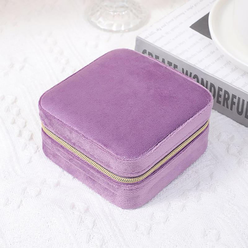 Бархатная шкатулка для украшений дорожная портативная фланелевая квадратная на молнии чехол для хранения ювелирных изделий держатель для подарков держатель для колец держатель для серег