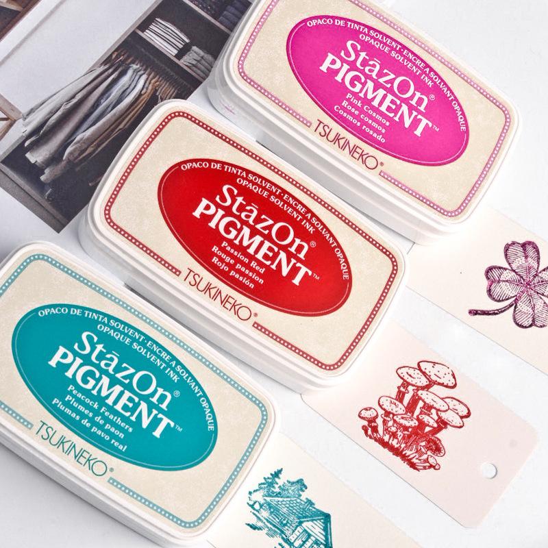 Япония Tsukineko Stazon PIGMENT Быстросохнущая цветная штемпельная подушечка SZ-PIG 12 цветов в наличии