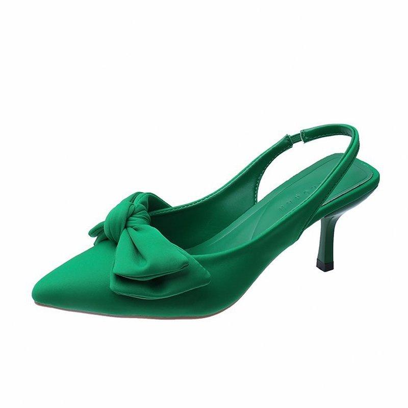 Fashion Comfort Shoes for Women Sandals Stiletto Heels Bow Tie Summer Suit Female Purple Large Size New Girls Low Pointed High Black Big