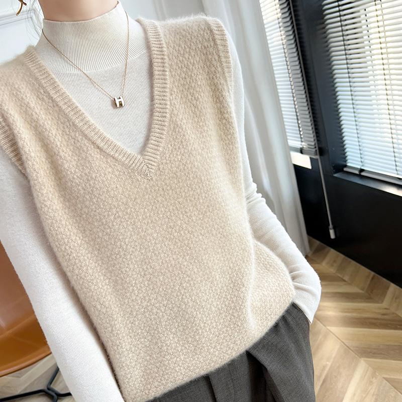 Женский кашемировый жилет Qinghe Cashmere 30% кашемир 70% шерсть осенне-зимний кашемировый жилет мягкий и теплый