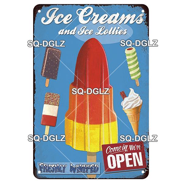[SQ-DGLZ] Металлическая вывеска с молочным коктейлем, винтажная жестяная табличка, украшение для стены, домашний декор, вывеска для бара, домашний декор, плакат с мороженым