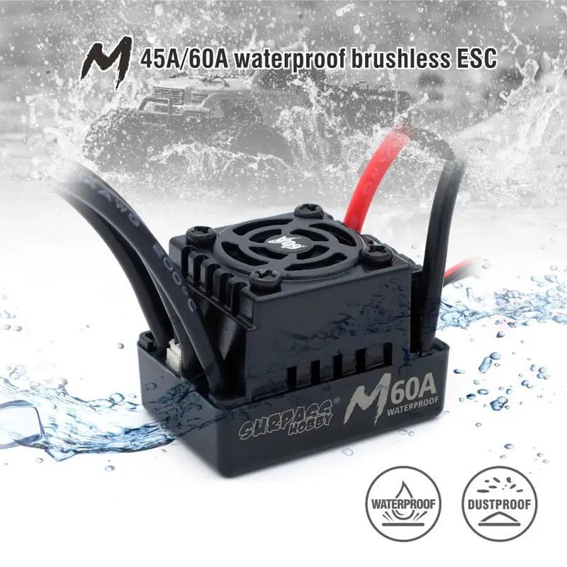 Surpass Hobby Rocket 3650 Waterproof Brushless Motor M 60A ESC Electronic Speed Control Combo for 1/10 RC Car Boat Accessories