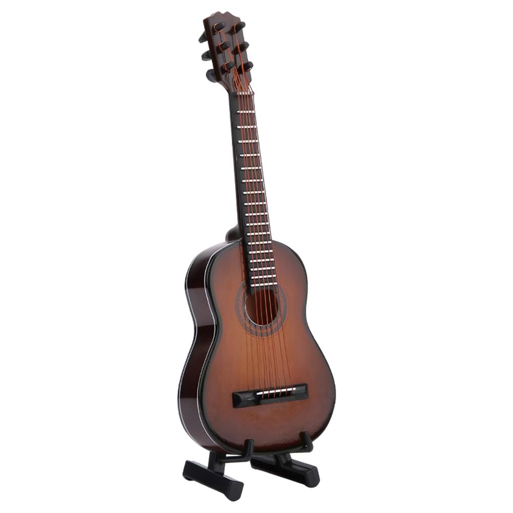 Mini Classical Guitar with Support Miniature Musical Instrument Wooden Decorative Ornament for Home Decor Display Ornament
