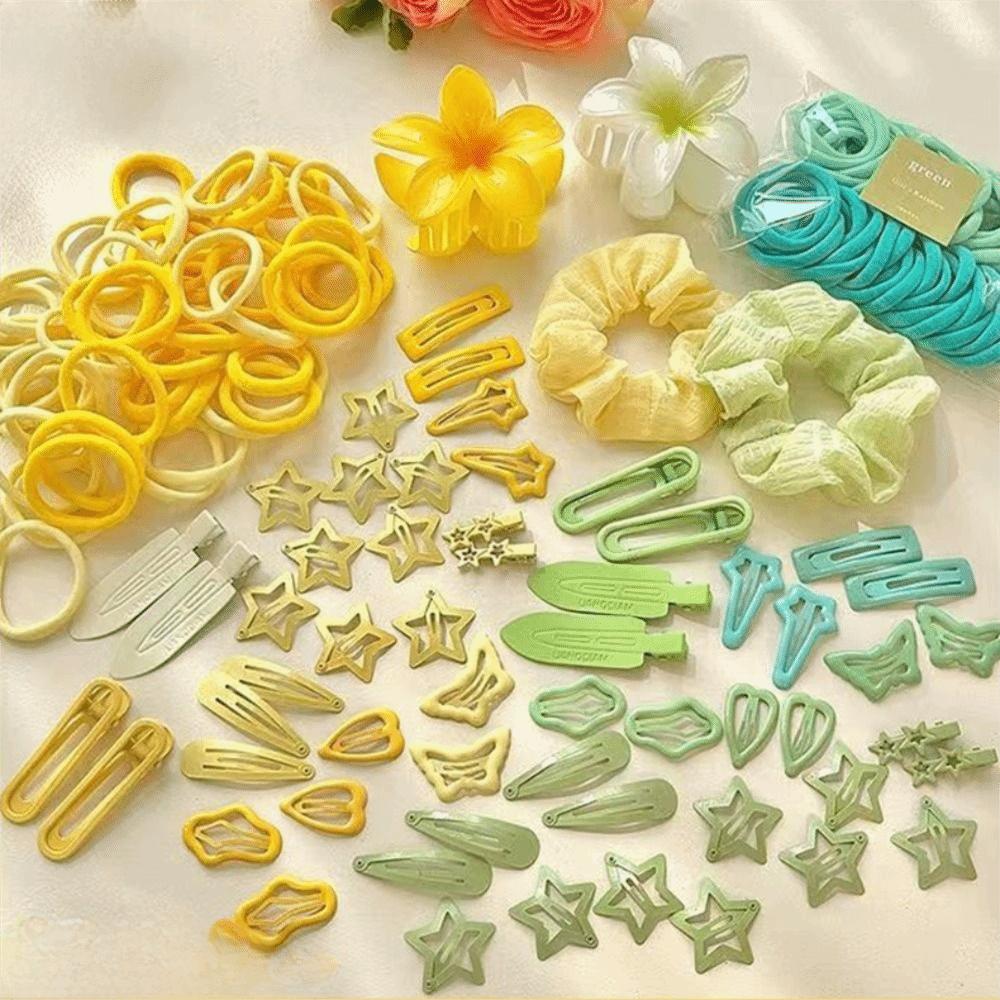 80Pcs Macaron Hair Accessories Set Cute Elastic Hair Bands Luxury Flower Claw Clip  for Women Girls