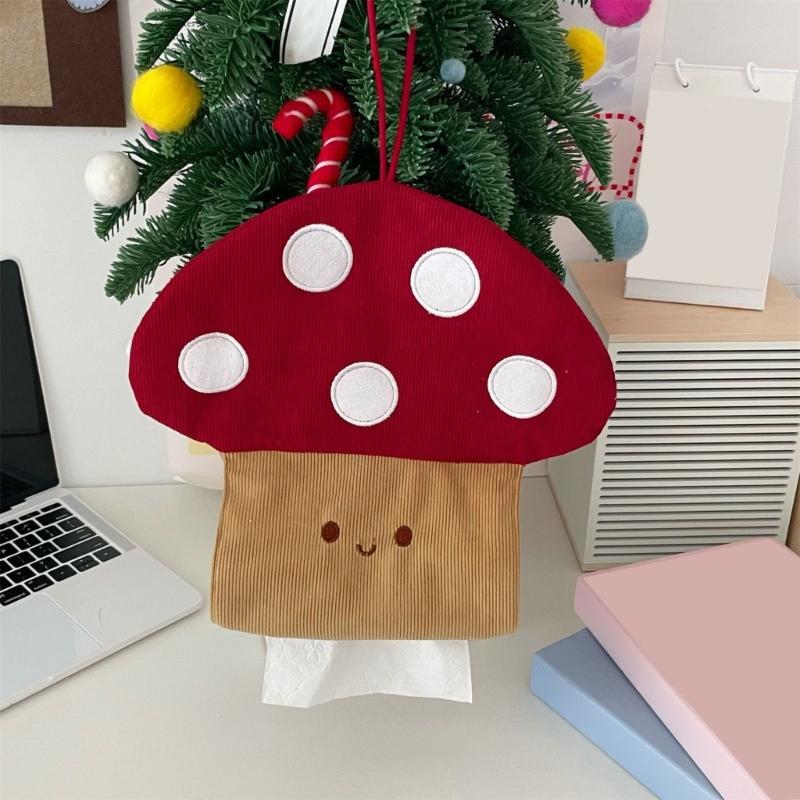 Unique Fabric Mushroom Wall Mounted Tissue Dispenser for Bathroom Kitchen or Office Storage Solution Daily Use
