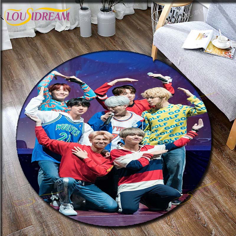 Kpop Bangtan Boys Круглый ковер для гостиной Детский ковер Напольный коврик Коврик для ванной Ковер для спальни для детской комнаты Придверный коврик