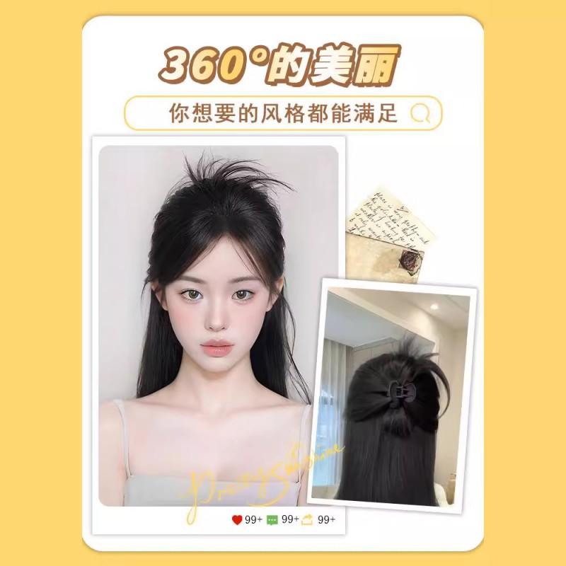 Koni Half-Up Fluffy Hair Bun Claw Clip Ponytail Wig Women