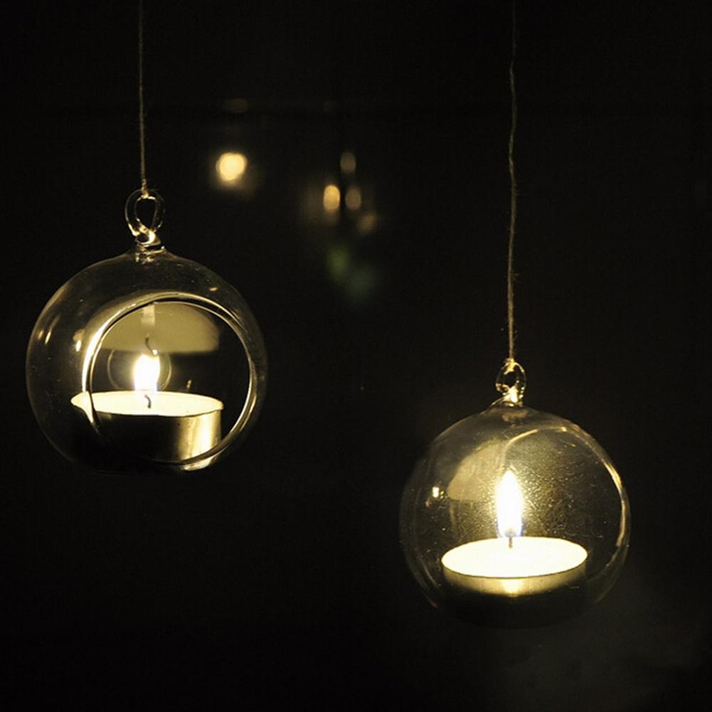 Suspensibility Crystal-like Glass Candle Holder Romantic Candlestick Home Decoration