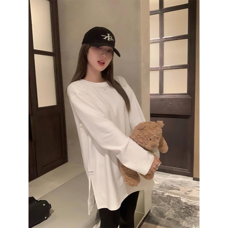 Средняя и длинная многослойная белая базовая рубашка для женской весны, осени и зимы из немецкого бархата, теплая внутренняя рубашка с длинным рукавом, простой топ