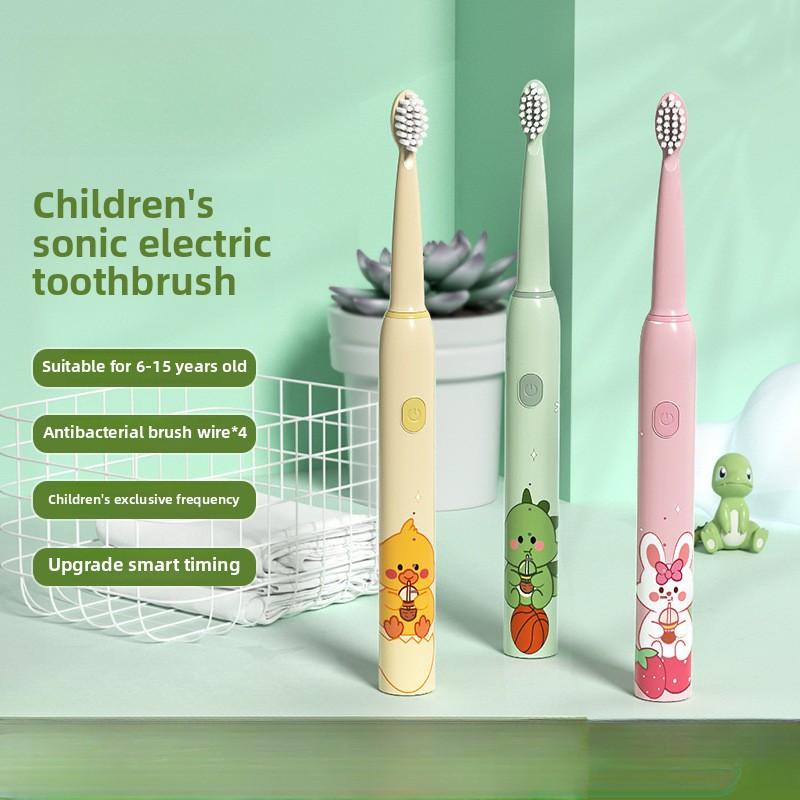 Children's Electric Toothbrush DuPont Antibacterial Soft Bristle Brush Head USB Charging Safe and Waterproof for Children