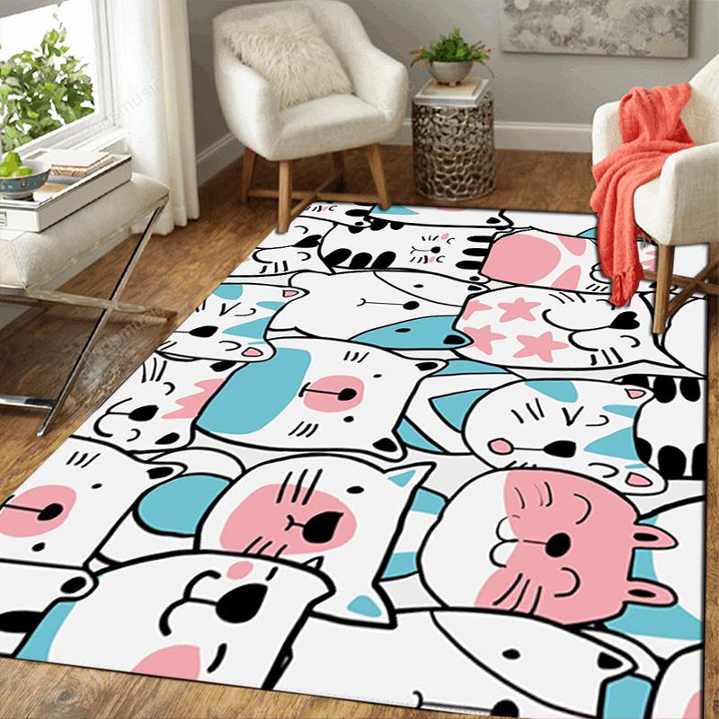 Cozy Cute Cartoon Cat & Animal Print Rug Floor Mat for Living Room or Bedroom Soft and Comfortable Carpet a Gift for Birthday and Holiday.ZFF0913372
