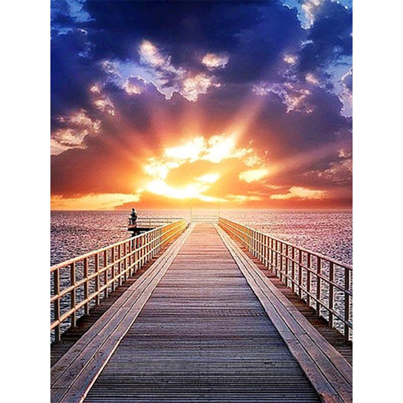 Full Round 5D DIY Diamond Painting Sunset Landscape Sea View Cross Stitch Kits Mosaic Rhinestone Embroidery Home Decor