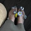 Korean Version of the New Niche Hollow Pointed Sandals Jelly Shoes Hole Shoes Women's Flat Bottom Shallow Mouth Transparent Crystal Shoes
