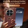 Чехол для Oppo Find N6 из натуральной кожи с авто-возвратным ремешком-держателем для пальцев, металлический поворотный на 270° держатель, защитная крышка с двойным шарниром