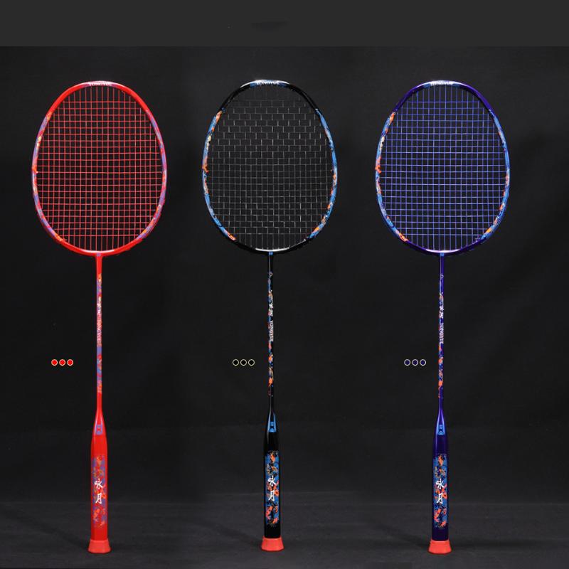 Сверхлегкая ракетка для бадминтона для взрослых, 60 г, 8U, полностью карбоновая, интегрированная, из углеродного волокна, одиночная ракетка