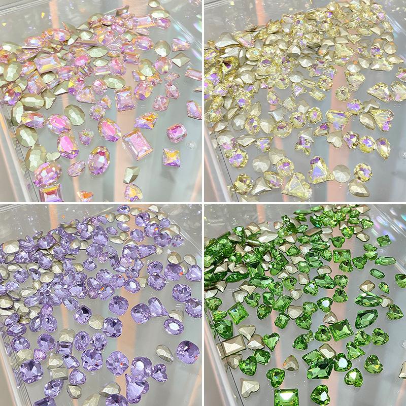 20 шт. Смешанные размеры Различная форма Ноготь 3D Стеклянные кристаллы Бриллианты Любовь Искажает Сердце Супер Блестящие Шармы Драгоценные камни Камни Д