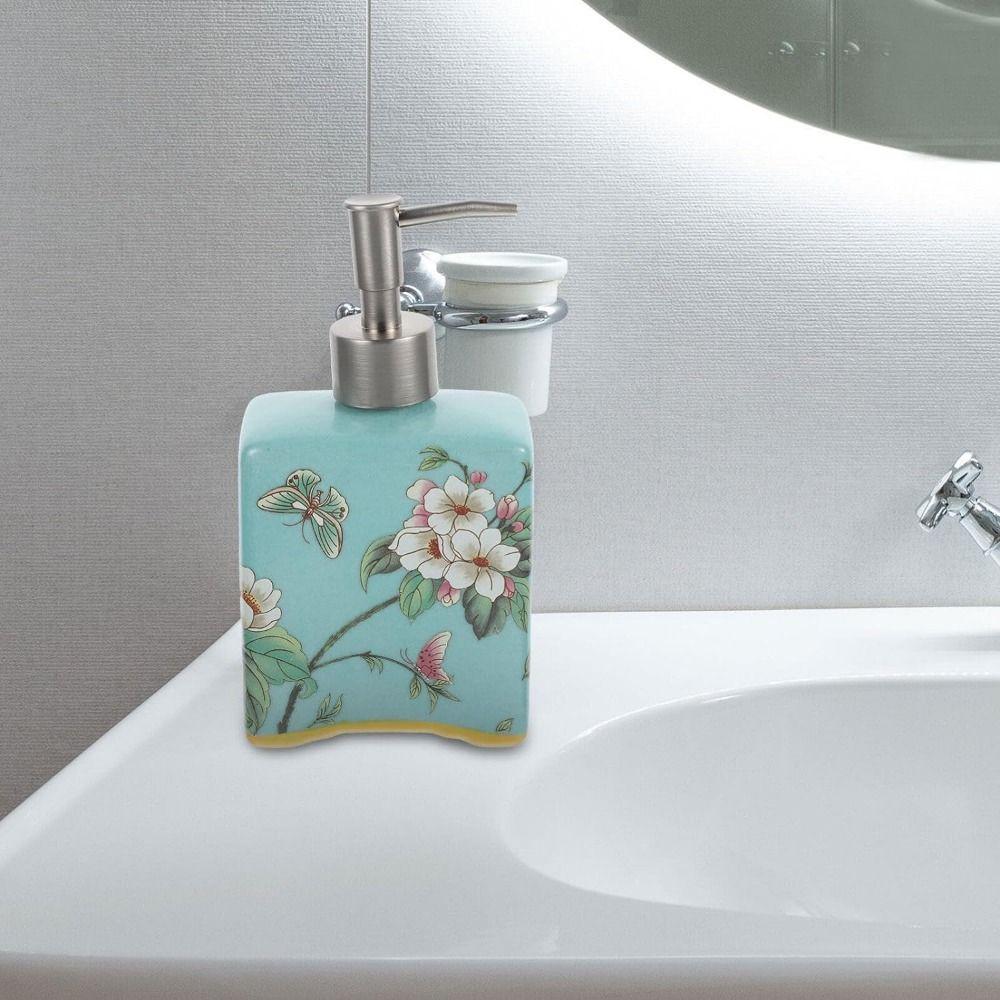 Refillable Ceramic Soap Bottle Chinese Style Lotion Pump Bottles Hand Soap Dispenser Bathroom