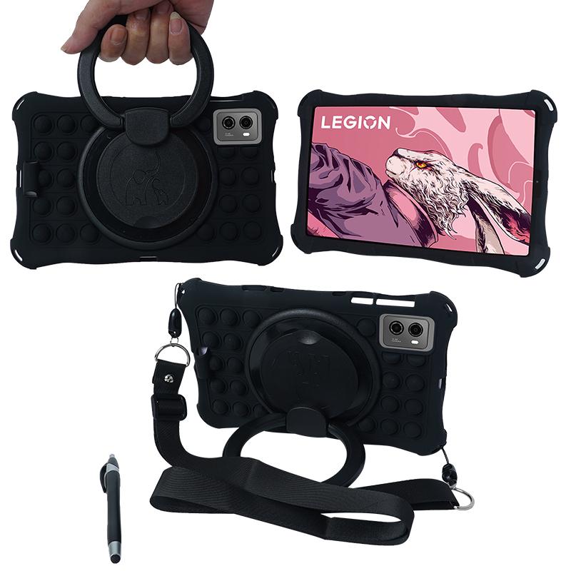 360 Rotating Stand Case For Legion Y700 8.8 inch Soft Silicone Cover With Handle Grip And Shoulder Strap Coque