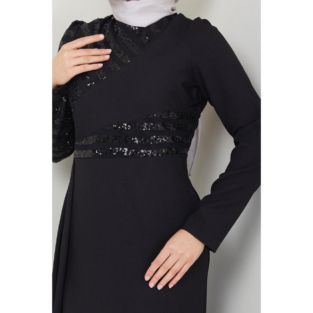 Женская одежда Вечернее платье Модное накидка с блестками Хиджаб Вечернее платье в форме рыбы 2711 Черный