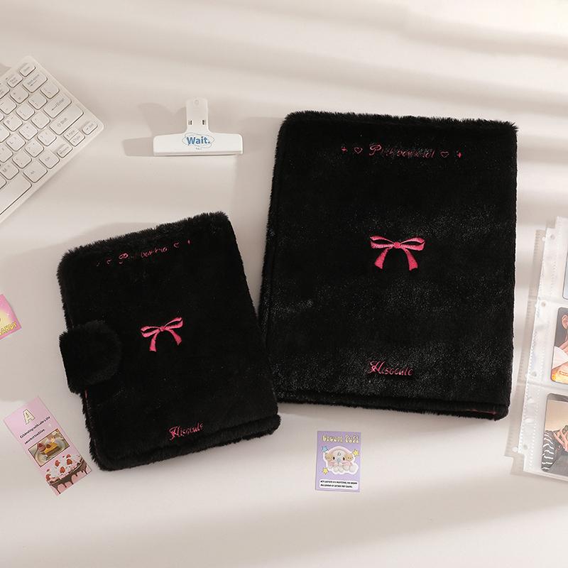 A4/A5 3-дюймовый альбом для хранения маленьких карточек с плюшевой обложкой и бантом, папка для фотокарточек, книги для коллекции фотокарточек, держатель для фотокарточек на кольцах