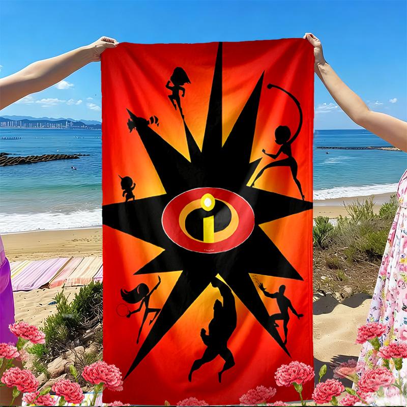 Incredibles Print Beach Towel, Versatile Lightweight Absorbent Beach Towel for Pool Surf Yoga Bathroom, Perfect Birthday Holiday Gift
