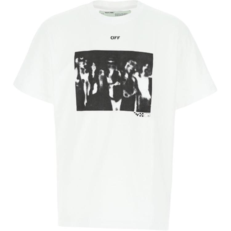 Off-White Футболка с круглым вырезом и принтом Spray Paint Arrows, мужские топы, белые OMAA038R201850150110
