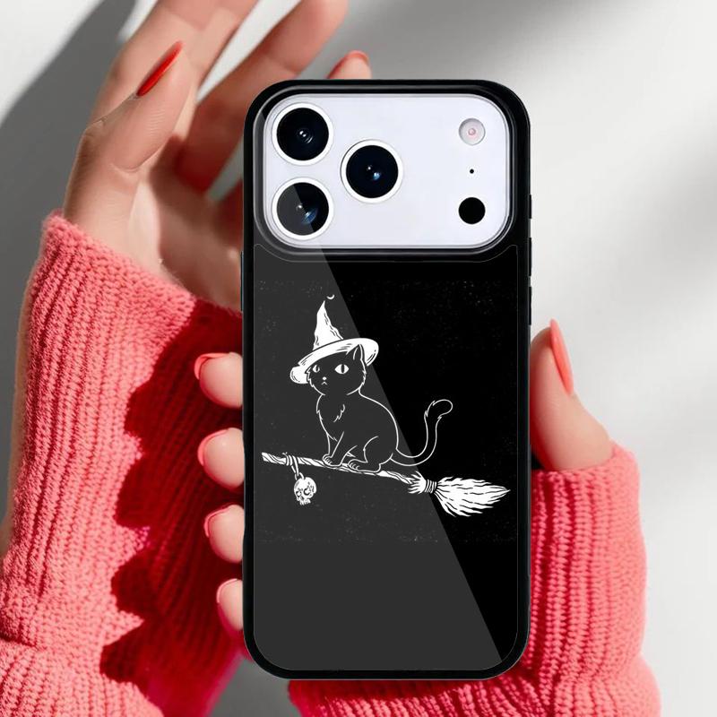Колдовство Хэллоуин Кот Темная Ведьма Чехол для Телефона для iPhone 17 Air 16e 15 14 13 Pro Max Задняя Крышка для 12 11 Pro Coque