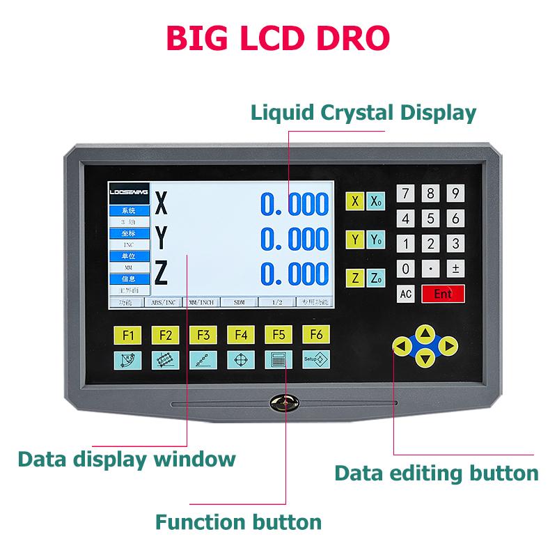 YH800-3 Дисплей LCD DRO 3-осевой цифровой отсчет 19 языков TTL AC110V/220V Для фрезерного расточного станка EDM Линейный энкодер