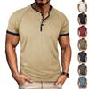 Мужская облегающая легкая дышащая рубашка-henley с короткими рукавами и регланом, спортивная повседневная