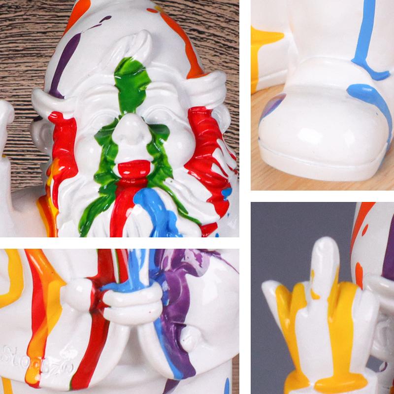 Скульптура гнома со средним пальцем, Креативная фигурка гнома из смолы, Украшение для дома