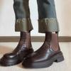 Новая осенне-зимняя коллекция женских ботильонов в западном стиле с круглым носком, больших размеров, на толстом каблуке, в стиле французского ретро.