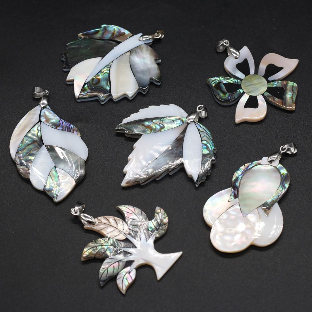 Natural Abalone Pendant Tree Leaf Charm Mother of Pearl Shell Pendants for Women Jewelry Making DIY Necklace Gift
