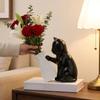 Cat Statue Cat Pushing Vase Unique Flower Holder Kitten with Tilted Flower Vase  Home Decor
