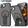 KEYSION Противоударный полупрозрачный чехол для MagSafe для iPhone 16e 2025 Силикон+ПК Подставка Беспроводная зарядка Матовый прозрачный чехол