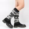 1 Pair Winter Calf Covers Knitted Anti-slip Christmas Style High Elasticity Elk Snowflake Jacquard Piled Socks Thickened Daily Wear Sports Outing Leg