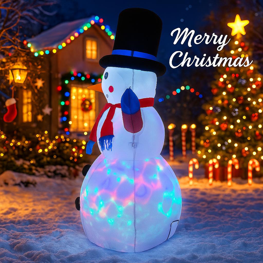 3.9FT Xmas Inflatable Yard Decor LED Snowman Broom Christmas Outdoor Home Decoration Ornament Festive Toy Gift Supplies Decor