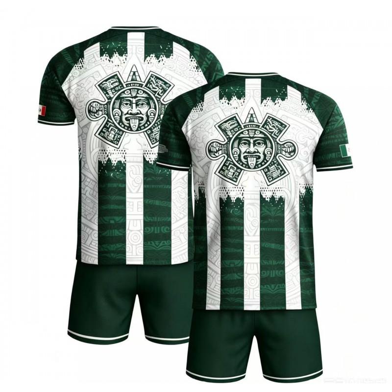 2026 Aztec Mexico Inspired Breathable 3D Digital Print Short Sleeve Soccer Jersey Casual Sport Tee Men